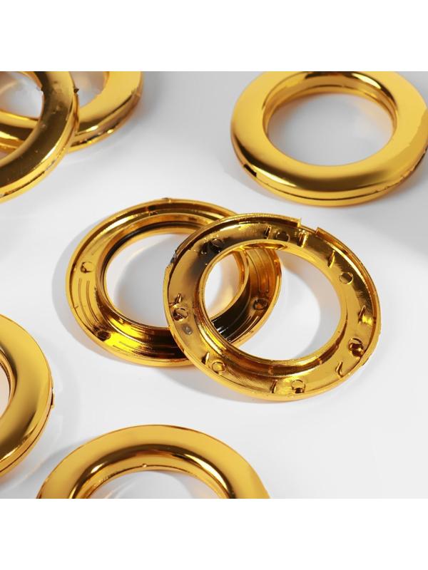 Люверсы для штор, d = 4,3/6,5 см, 10 шт, цвет золотой