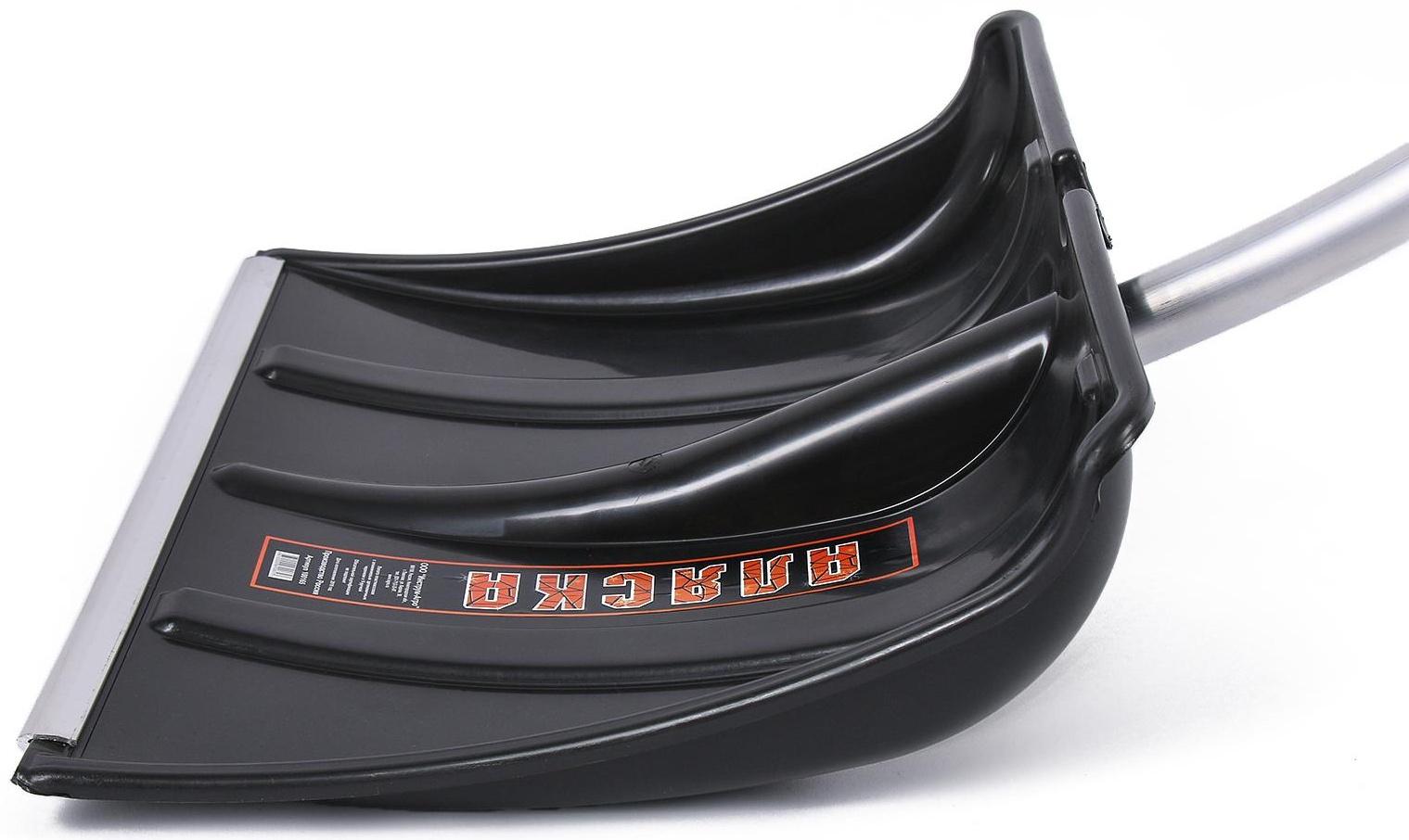 Лопата пластиковая, ковш 500 × 375 мм, с алюминиевой планкой, алюминивый черенок, терморукав, «Аляска»