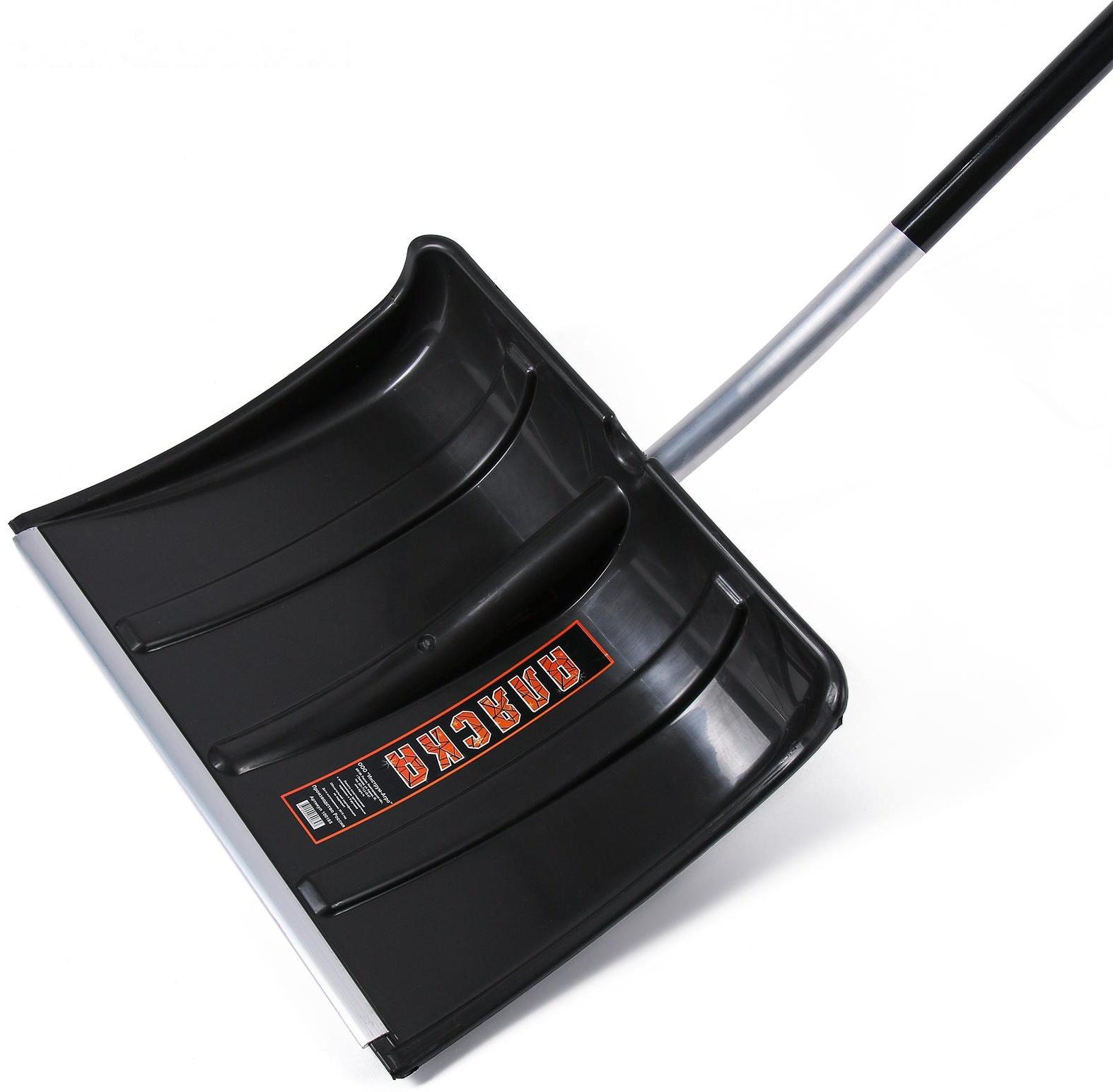 Лопата пластиковая, ковш 500 × 375 мм, с алюминиевой планкой, алюминивый черенок, терморукав, «Аляска»