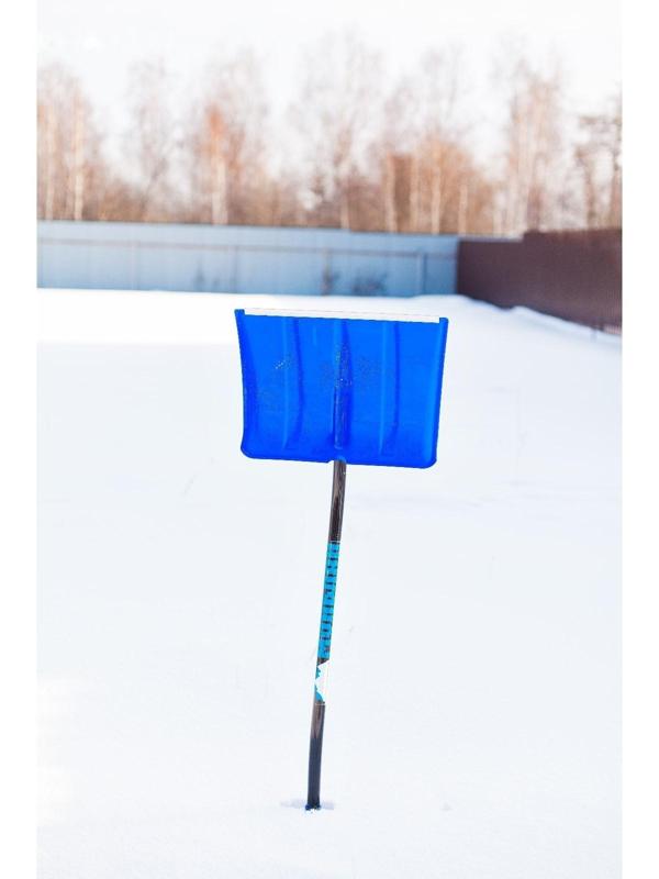 Лопата пластиковая, ковш 500 × 375 мм, с алюминиевой планкой, алюминиевый эргономичный черенок, «Монблан»