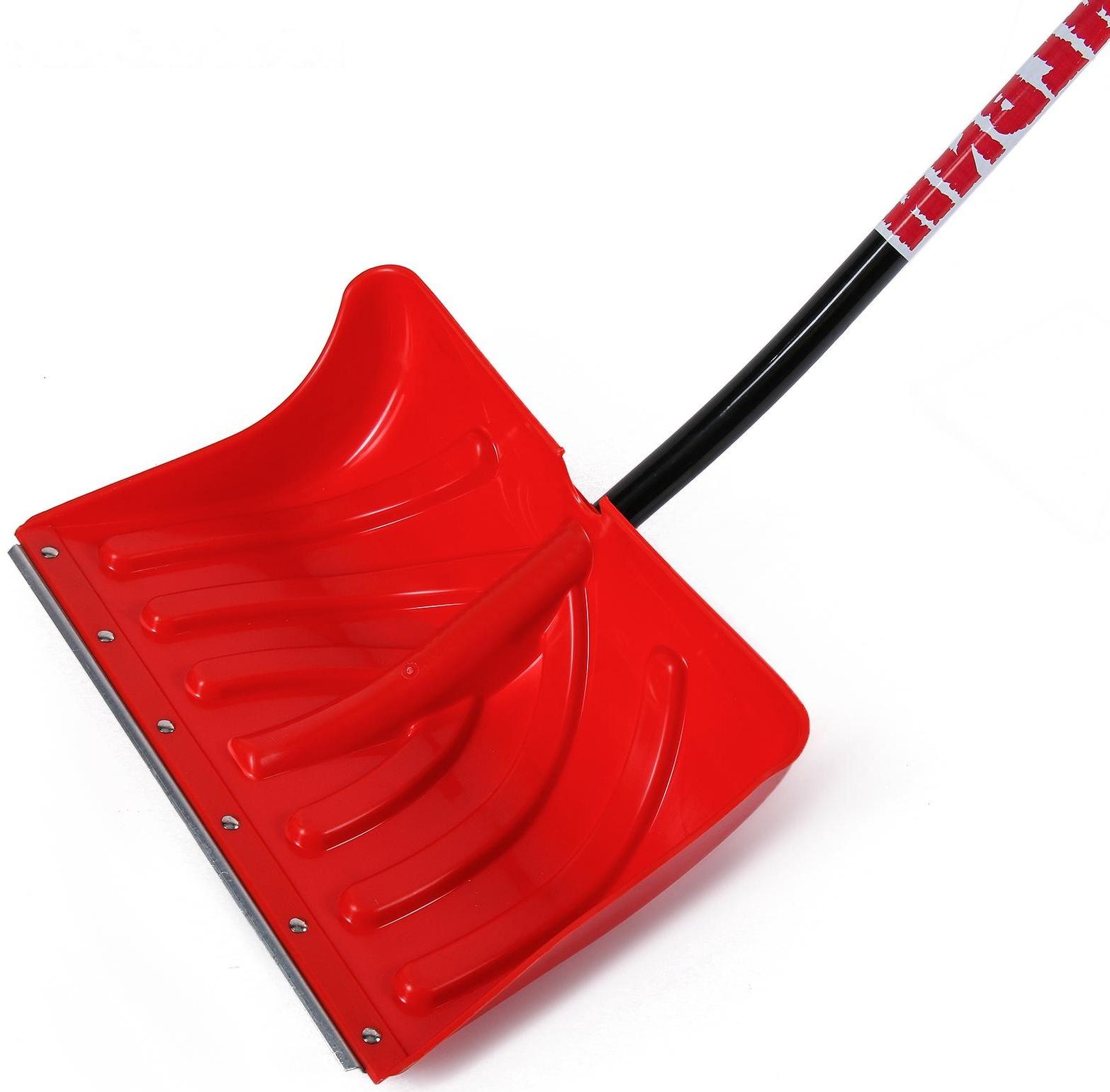 Лопата пластиковая, ковш 340 × 500 мм, с оцинкованной планкой, алюминиевый черенок, «Пингвин»