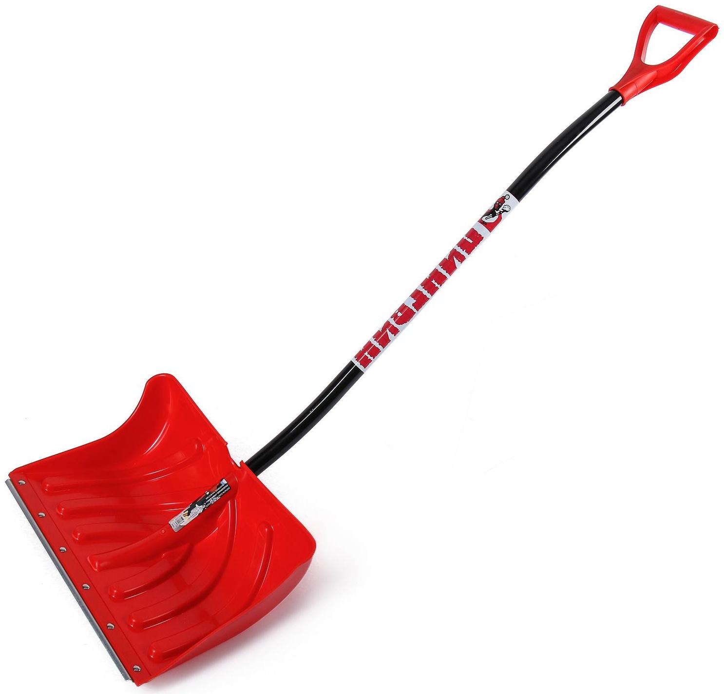 Лопата пластиковая, ковш 340 × 500 мм, с оцинкованной планкой, алюминиевый черенок, «Пингвин»