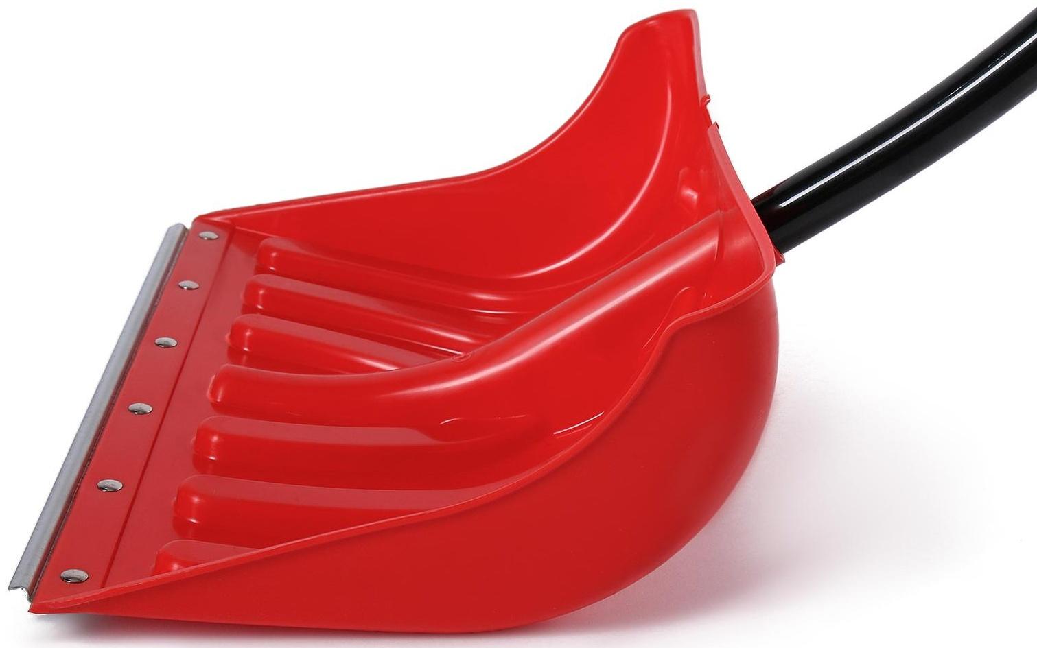 Лопата пластиковая, ковш 340 × 500 мм, с оцинкованной планкой, алюминиевый черенок, «Пингвин»