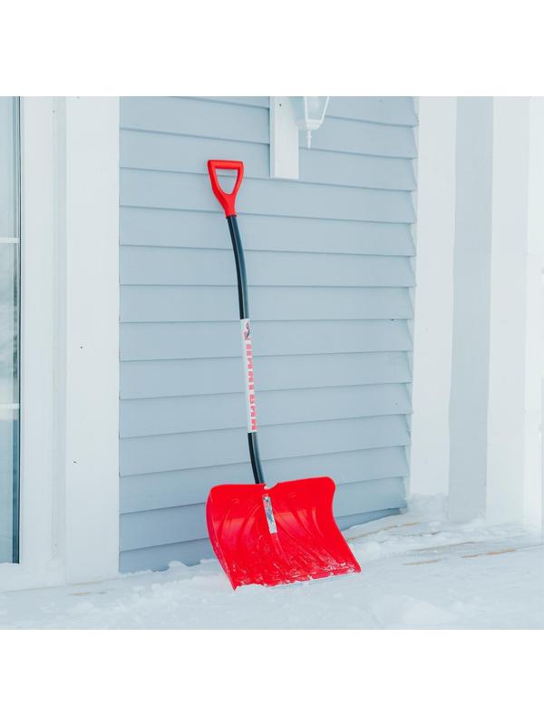 Лопата пластиковая, ковш 340 × 500 мм, с оцинкованной планкой, алюминиевый черенок, «Пингвин»