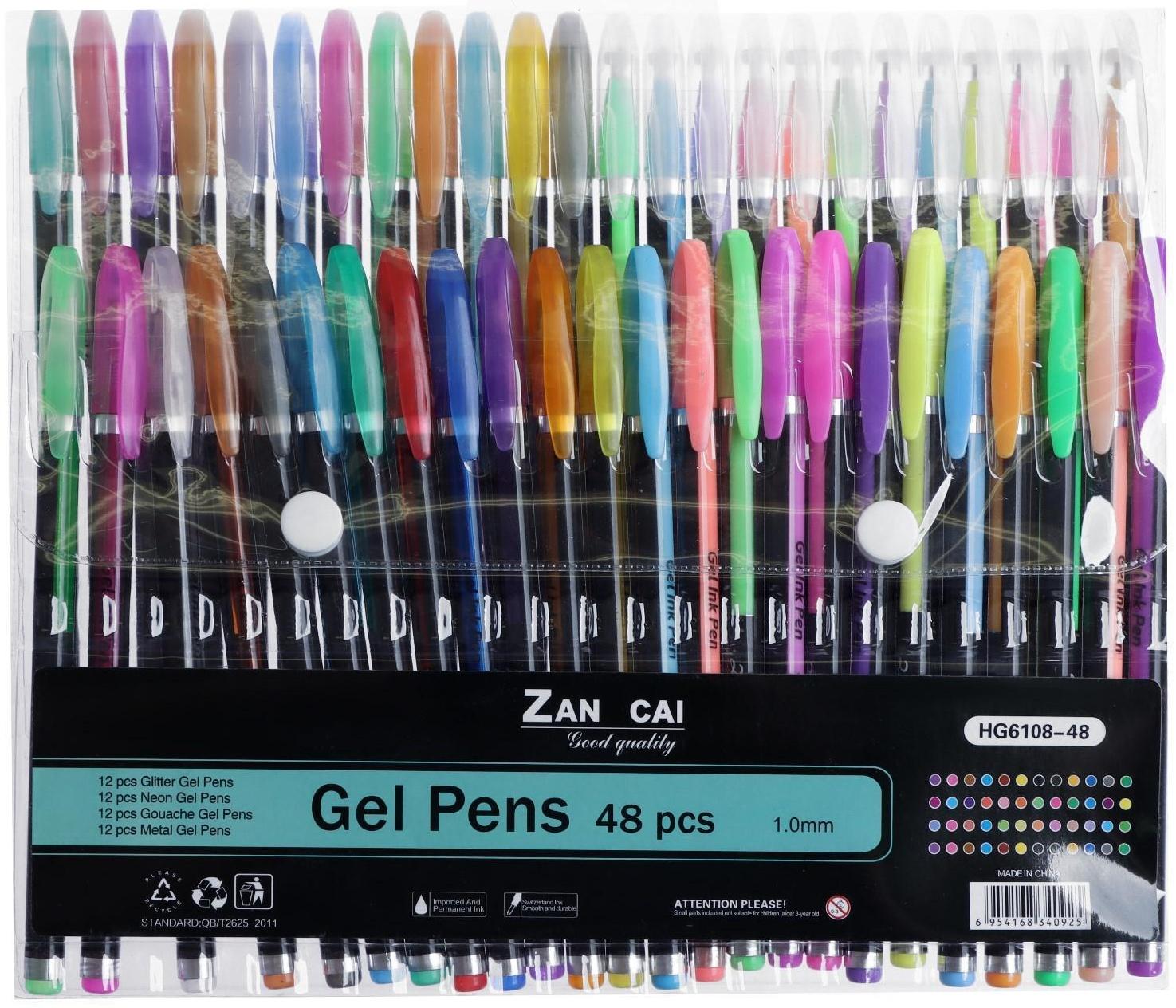 Набор гелевых ручек, 48 цвета, корпус с рисунком, в блистере на кнопке