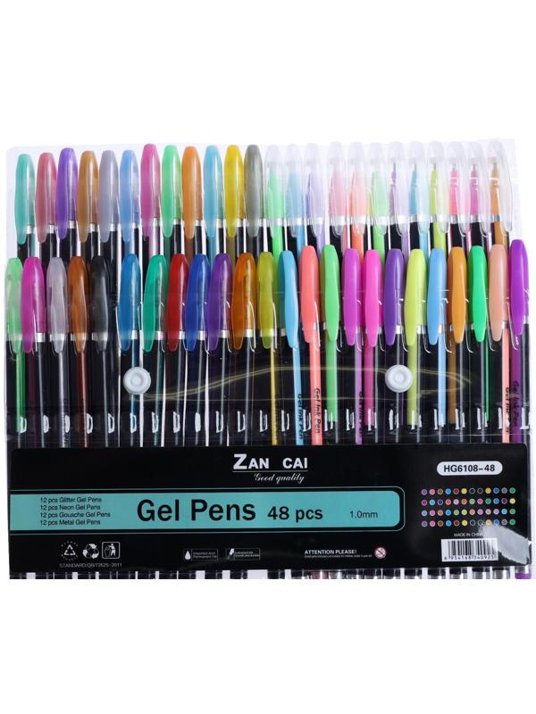 Набор гелевых ручек, 48 цвета, корпус с рисунком, в блистере на кнопке
