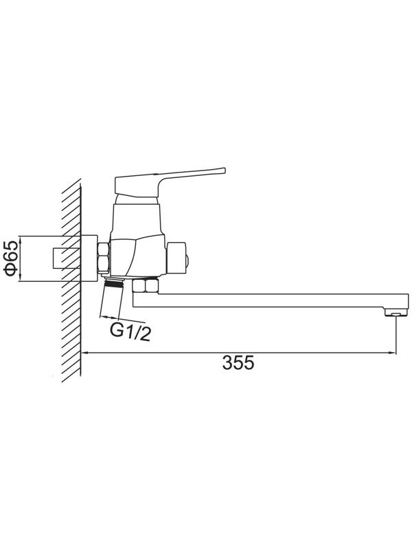Cмеситель для ванны Accoona A7101, однорычажный, с душевым набором, латунь, хром