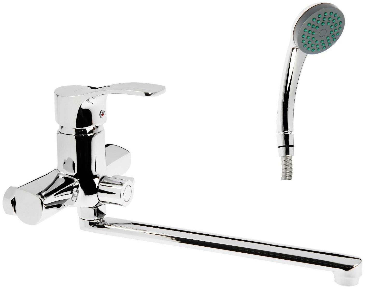 Cмеситель для ванны Accoona A7103B, однорычажный, с душевым набором, силумин, хром