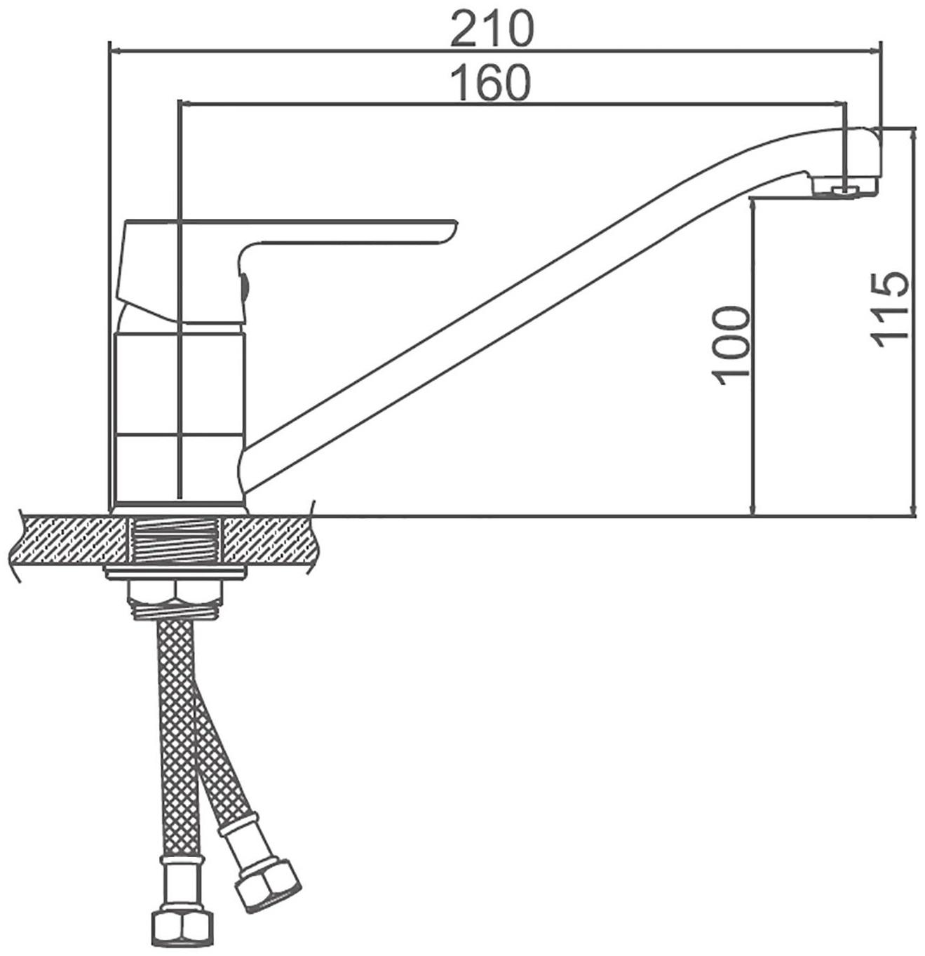 Смеситель для кухни Accoona A4266K, с гайкой, гусак короткий, силумин, цвет зелёный
