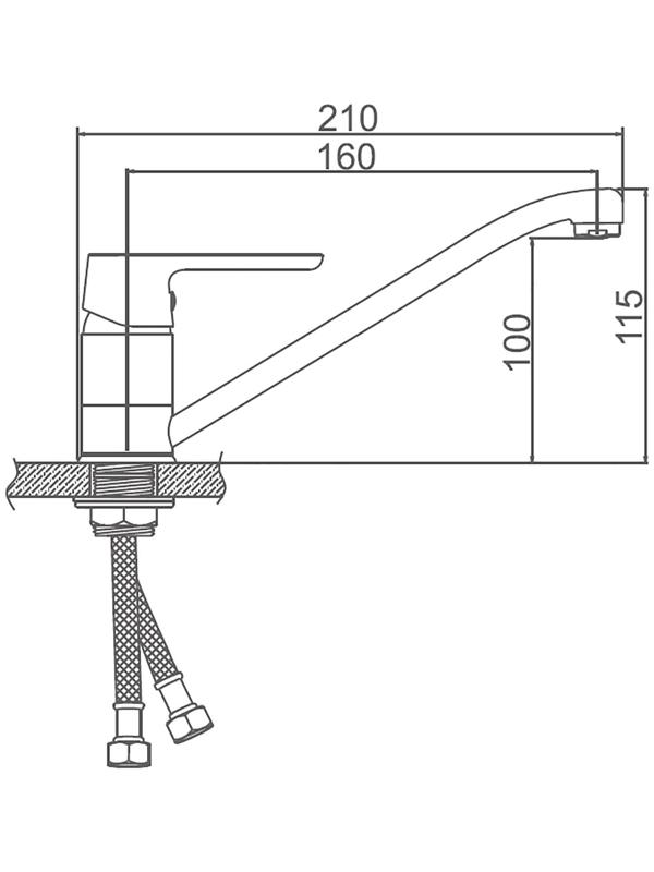 Смеситель для кухни Accoona A4266K, с гайкой, гусак короткий, силумин, цвет зелёный