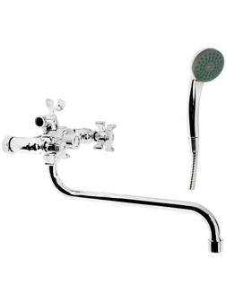 Cмеситель для ванны Accoona A87170, двухвентильный, с душевым набором, силумин, хром