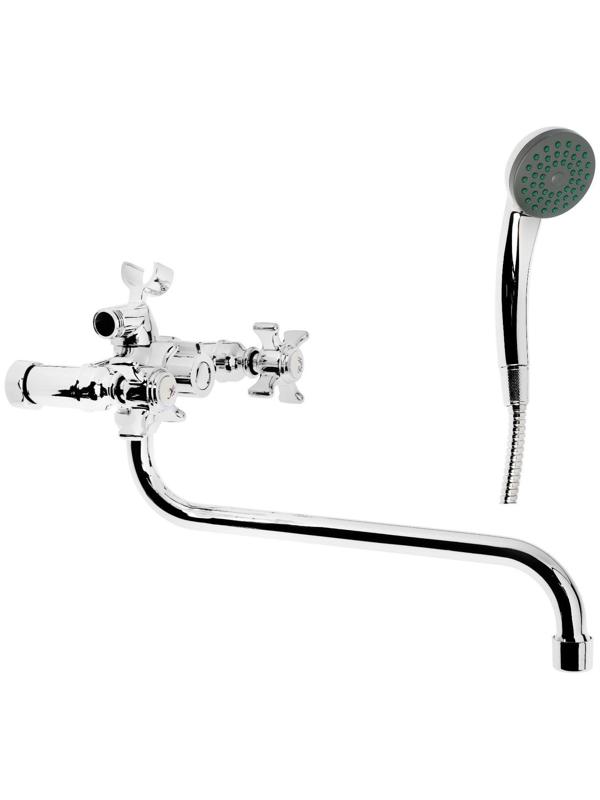 Cмеситель для ванны Accoona A87170, двухвентильный, с душевым набором, силумин, хром