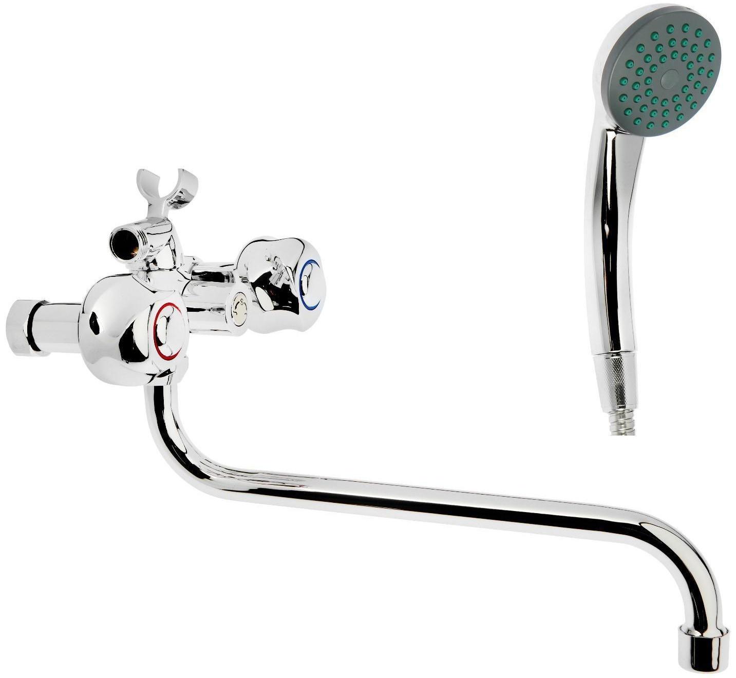 Cмеситель для ванны Accoona A87177, двухвентильный, с душевым набором, силумин, хром