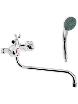 Cмеситель для ванны Accoona A87177, двухвентильный, с душевым набором, силумин, хром
