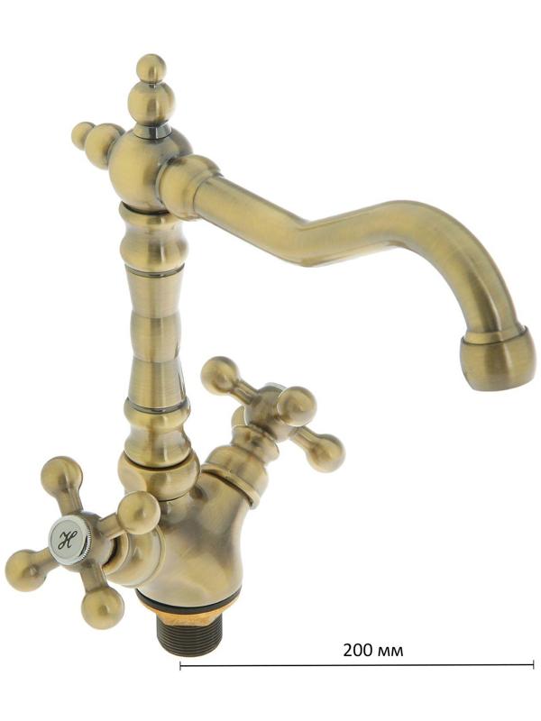 Смеситель для кухни Accoona A4571C, двухвентильный, с гайкой, латунь, цвет бронза