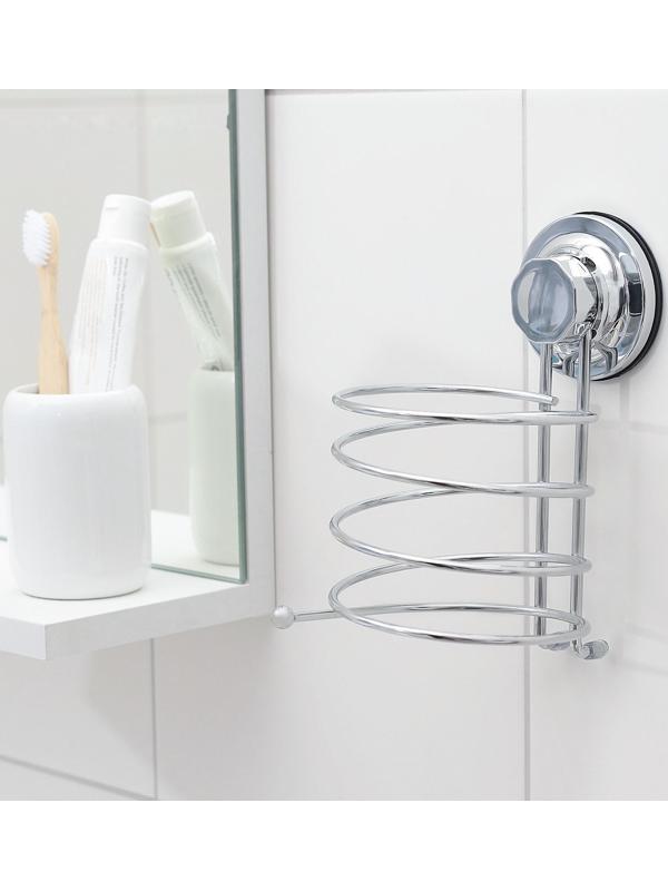 Держатель для фена на вакуумной присоске Accoona, 13×9,5×17 см, цвет хром