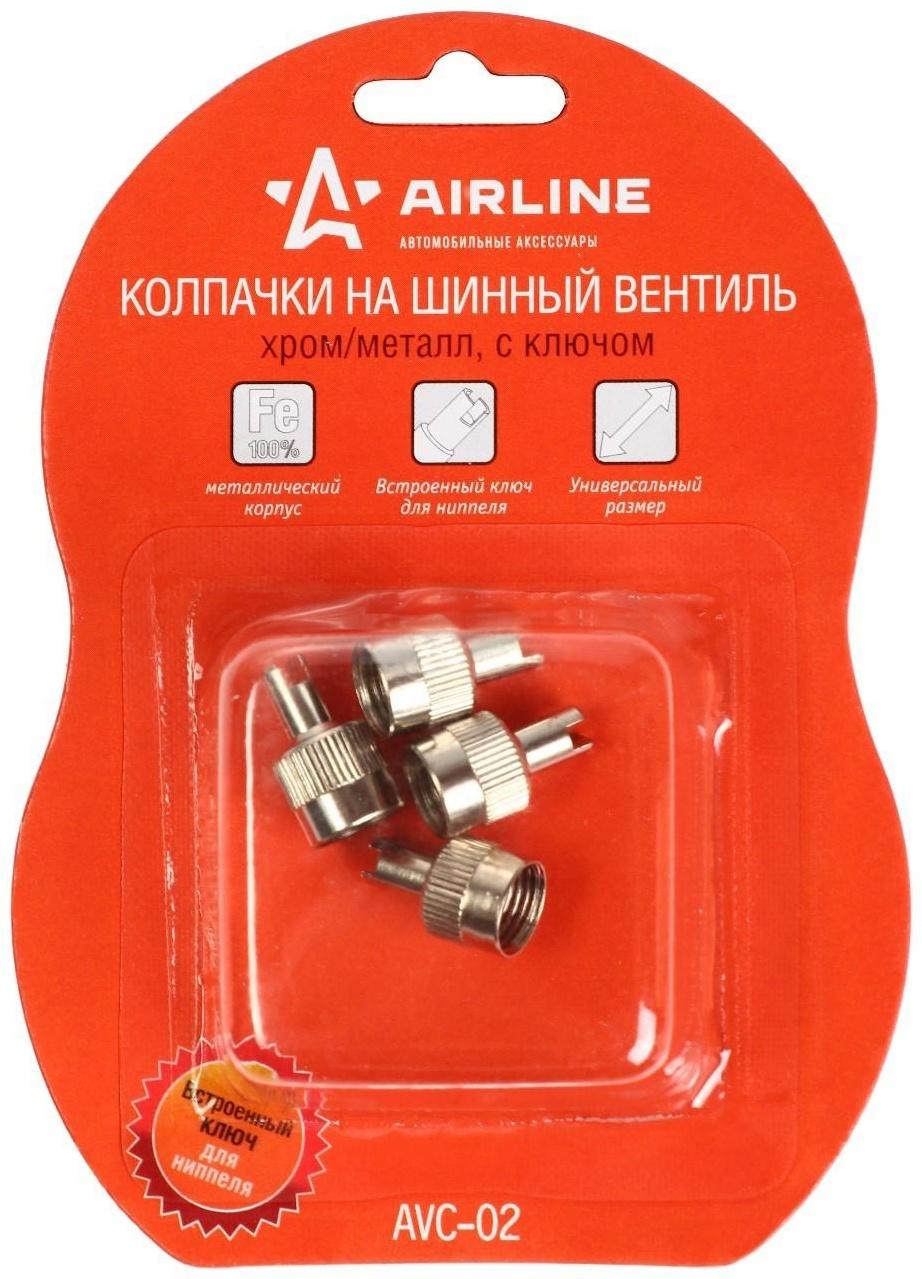 Колпачки на шинный вентиль с ключом, хром/металл AVC-02