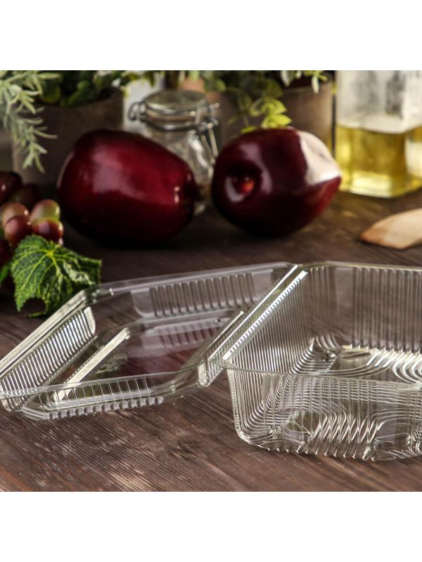 Контейнер одноразовый с неразъёмной крышкой ПР-К-7А, 250 мл, 21,5×13,5×7,2 см, цвет прозрачный