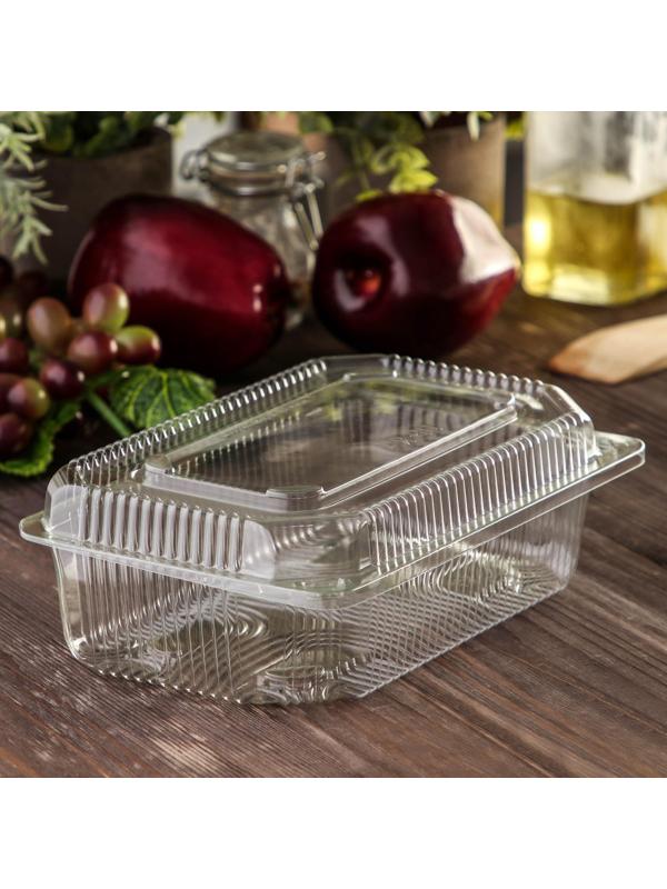 Контейнер одноразовый с неразъёмной крышкой ПР-К-7А, 250 мл, 21,5×13,5×7,2 см, цвет прозрачный