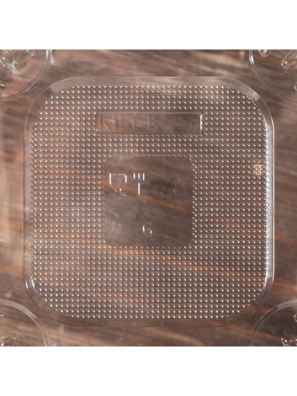 Контейнер с неразъёмной крышкой, 250 мл, 13,7×14,2×3,7 см, квадратный, КР-СК-250