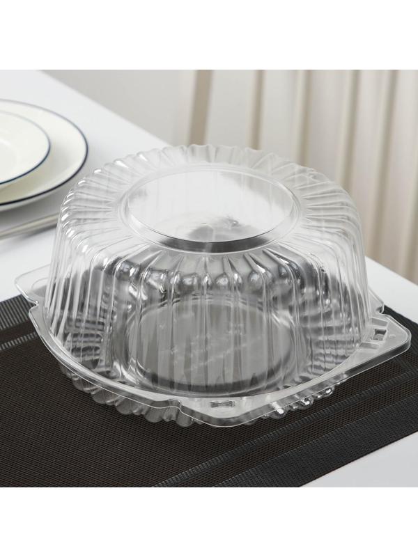 Тортовница одноразовая с неразъемной крышкой ИП-52, круглая, 23×11,4 см, цвет прозрачный, 150 шт/уп.