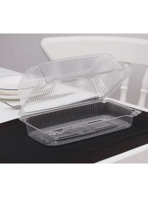 Контейнер одноразовый с неразъёмной крышкой ИП-38А, 400 мл, 23,9×13,9×9,4 см, цвет прозрачный