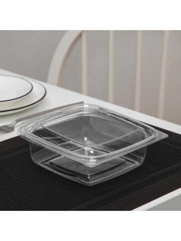 Контейнер одноразовый с неразъёмной крышкой ПР-СК-РГ-750А, 750 мл, 16,8×16,8×6 см, цвет прозрачный