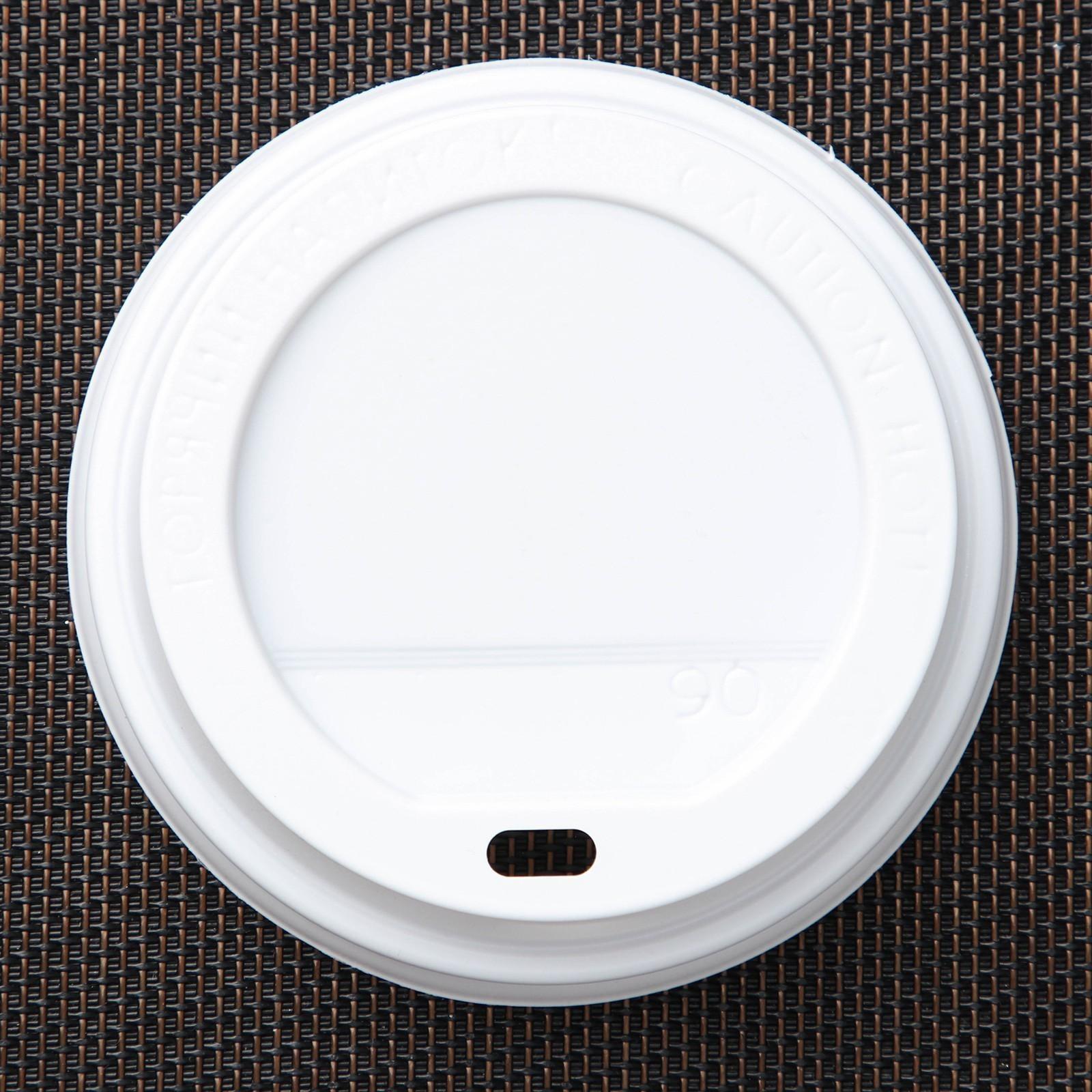 Крышка одноразовая на стакан, d=9 см, с отверстием, цвет белый