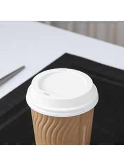 Крышка одноразовая на стакан, d=9 см, с отверстием, цвет белый