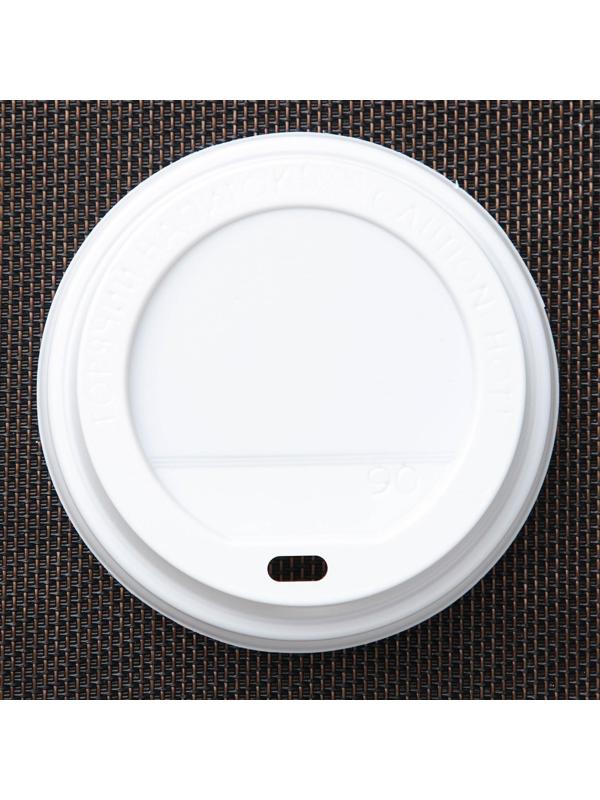 Крышка одноразовая на стакан, d=9 см, с отверстием, цвет белый