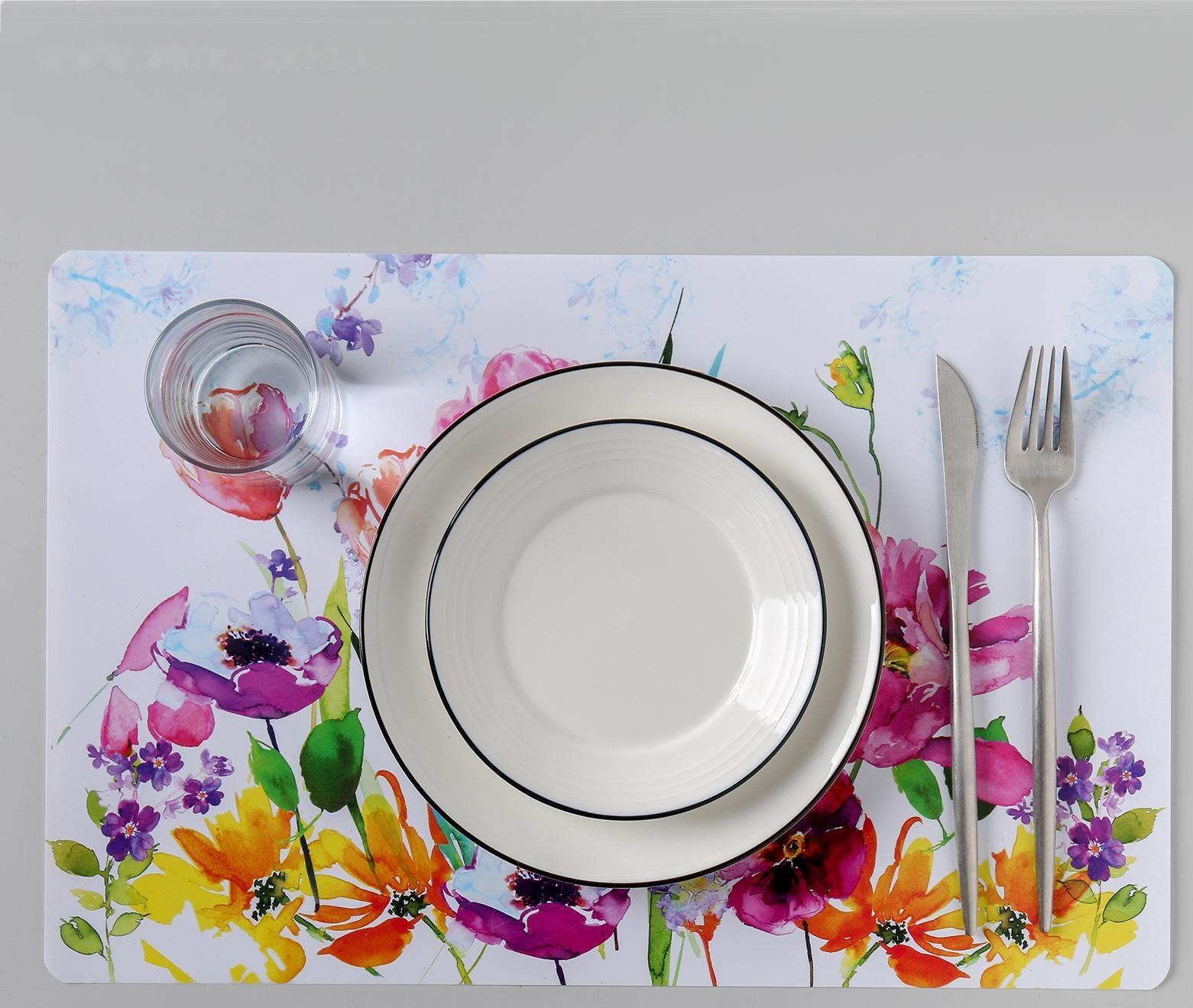 Салфетка сервировочная на стол «Цветы акварель», 42×27 см