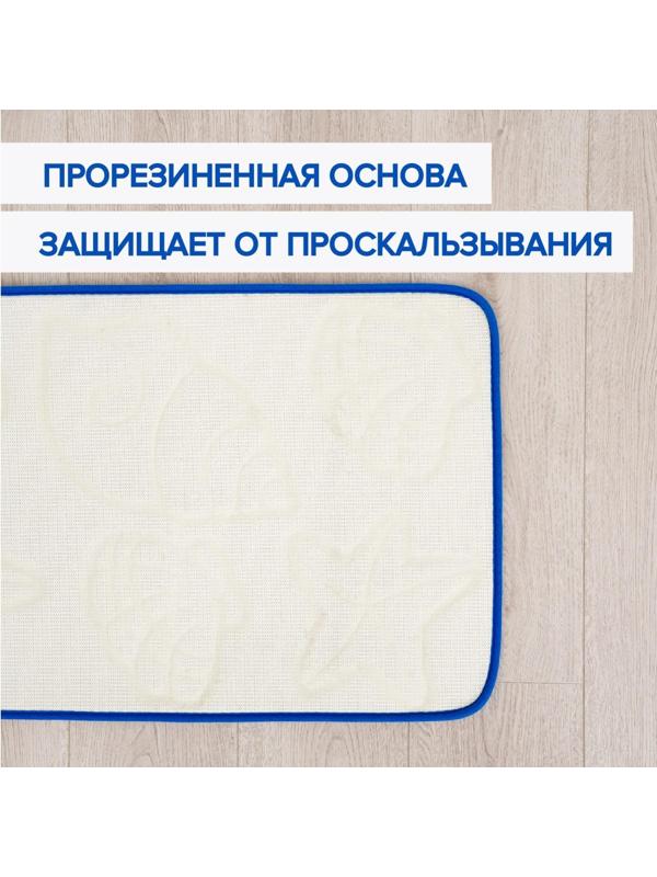 Набор ковриков для ванной и туалета Доляна «Ракушки», объёмные, 2 шт: 40×50, 50×80 см, цвет синий