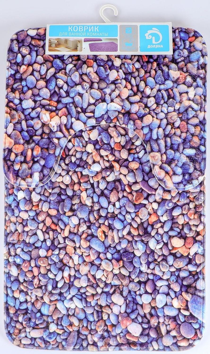 Набор ковриков для ванной и туалета Доляна «Галька», 2 шт: 40×50, 50×80 см