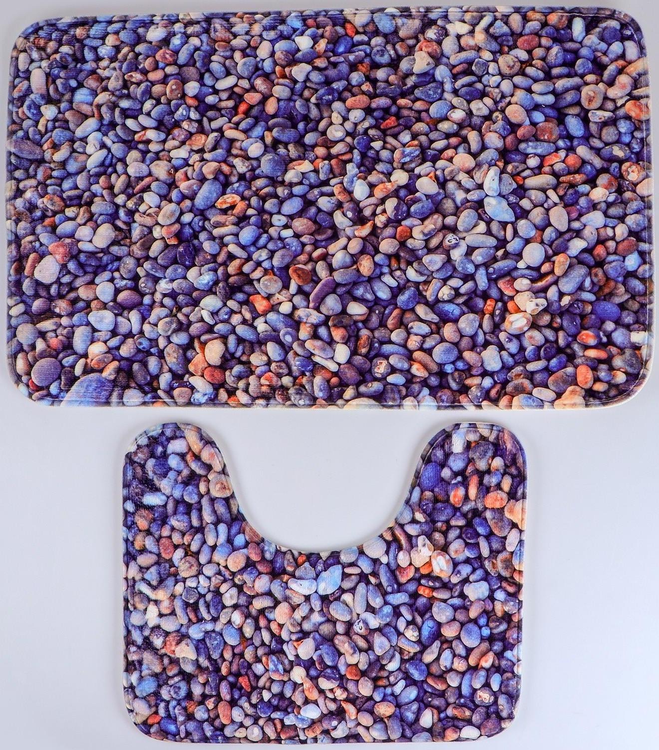 Набор ковриков для ванной и туалета Доляна «Галька», 2 шт: 40×50, 50×80 см