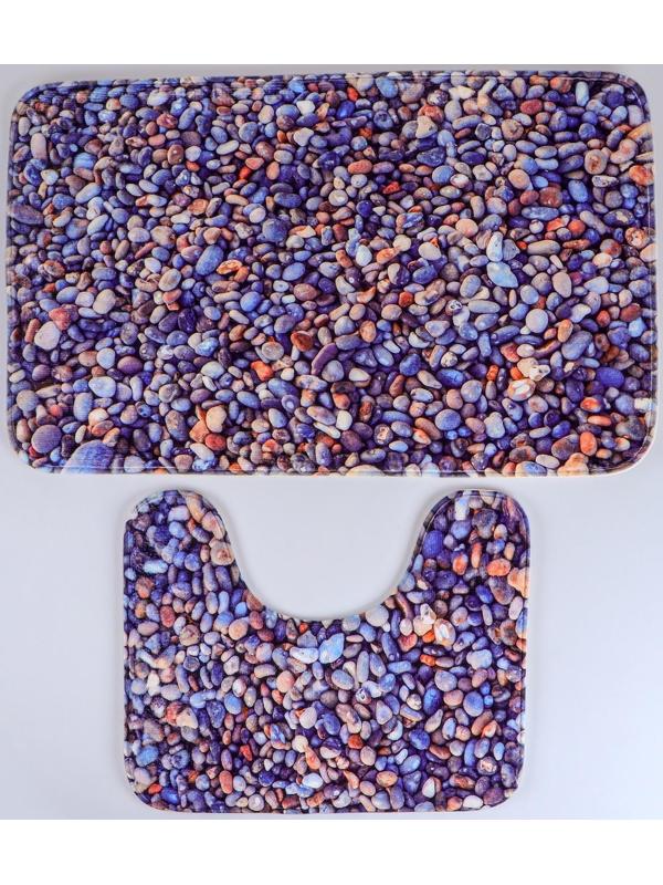 Набор ковриков для ванной и туалета Доляна «Галька», 2 шт: 40×50, 50×80 см