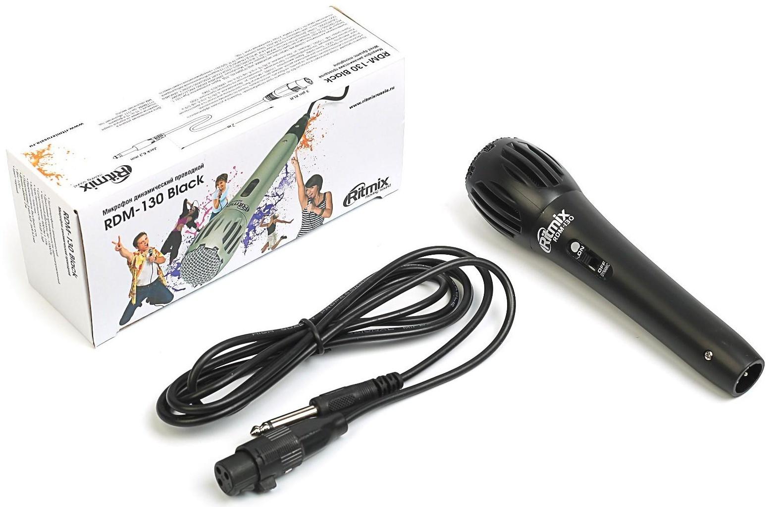 Микрофон Ritmix RDM-130 black, 50-16000 Гц, штекер 6.3 мм