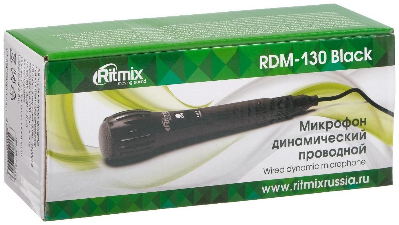 Микрофон Ritmix RDM-130 black, 50-16000 Гц, штекер 6.3 мм