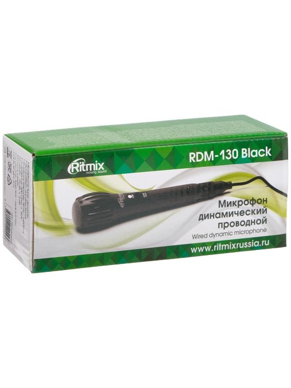 Микрофон Ritmix RDM-130 black, 50-16000 Гц, штекер 6.3 мм