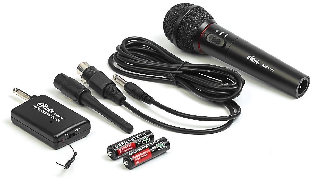 Микрофон Ritmix RWM-101, 100-10000 Гц, штекер 6.3 мм, чёрный