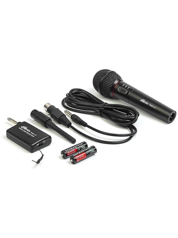 Микрофон Ritmix RWM-101, 100-10000 Гц, штекер 6.3 мм, чёрный