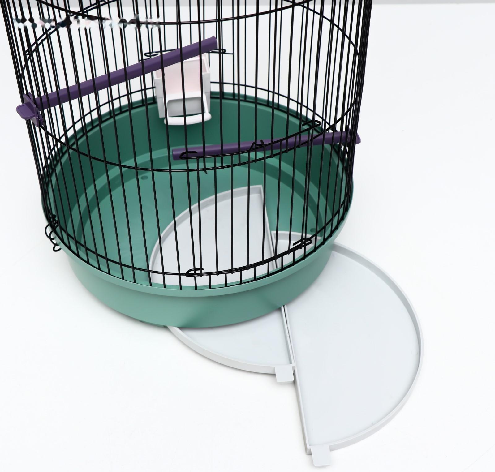 Клетка для птиц круглая, трехярусная сварная, малый поддон, 33 x 77 см, микс цветов