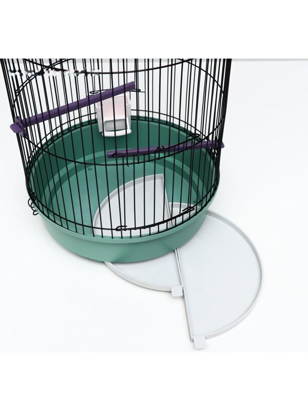 Клетка для птиц круглая, трехярусная сварная, малый поддон, 33 x 77 см, микс цветов