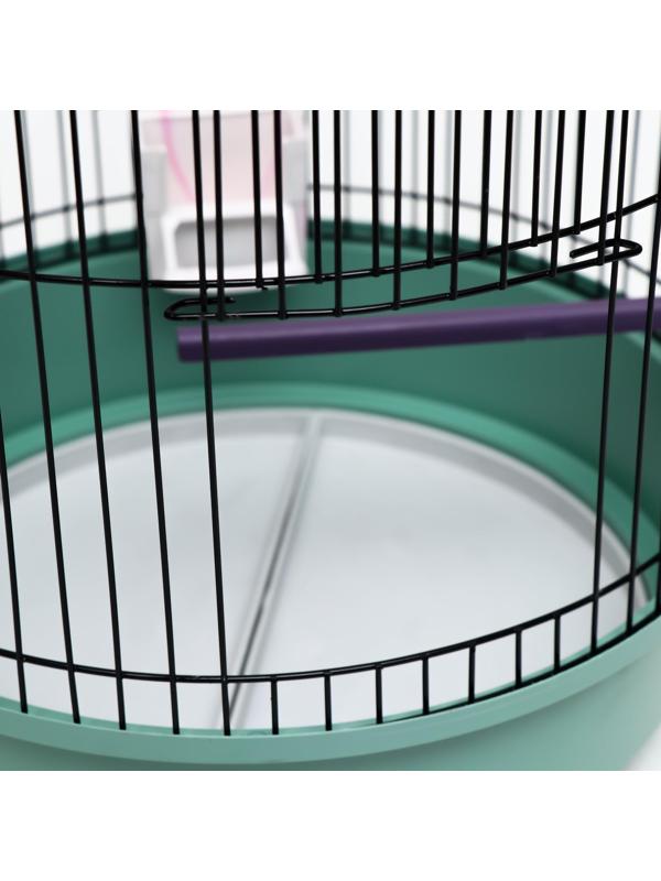 Клетка для птиц круглая, трехярусная сварная, малый поддон, 33 x 77 см, микс цветов