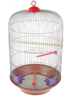 Клетка для птиц круглая, трехярусная сварная, большой поддон, 40 x 77 см, микс цветов