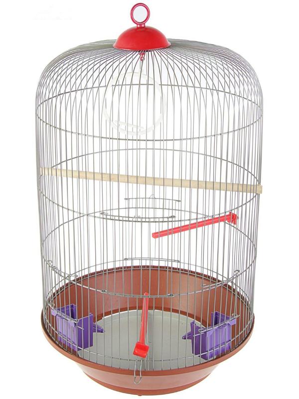 Клетка для птиц круглая, трехярусная сварная, большой поддон, 40 x 77 см, микс цветов
