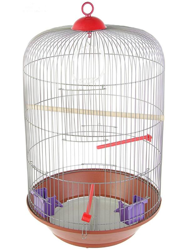 Клетка для птиц круглая, трехярусная сварная, большой поддон, 40 x 77 см, микс цветов