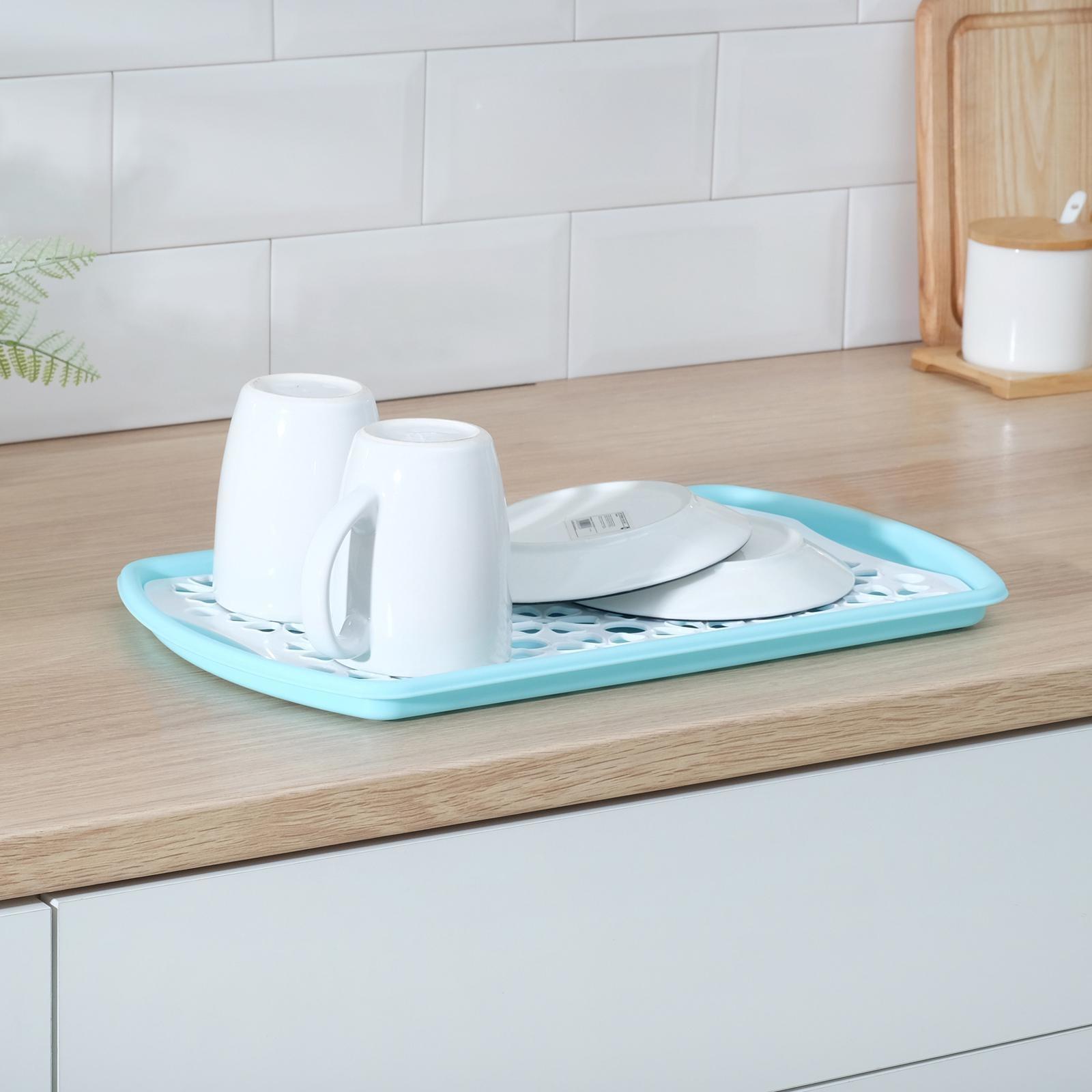 Поднос с вкладышем для сушки посуды, 40×24 см, цвет МИКС