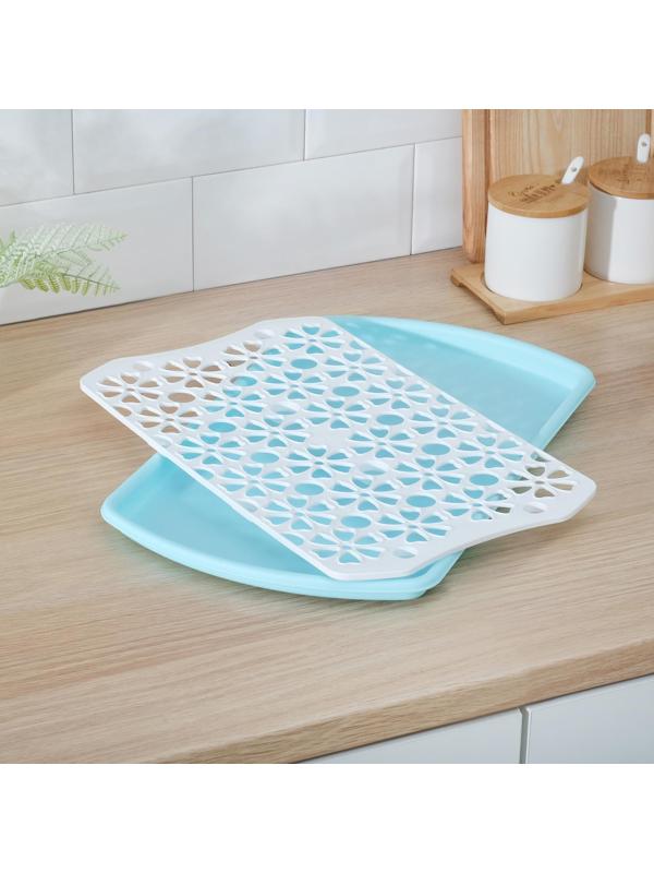 Поднос с вкладышем для сушки посуды, 40×24 см, цвет МИКС