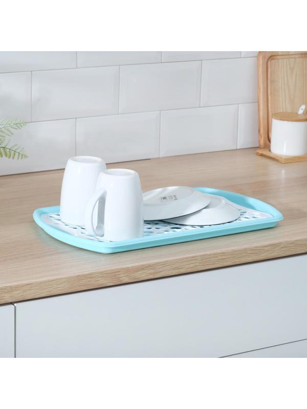 Поднос с вкладышем для сушки посуды, 40×24 см, цвет МИКС