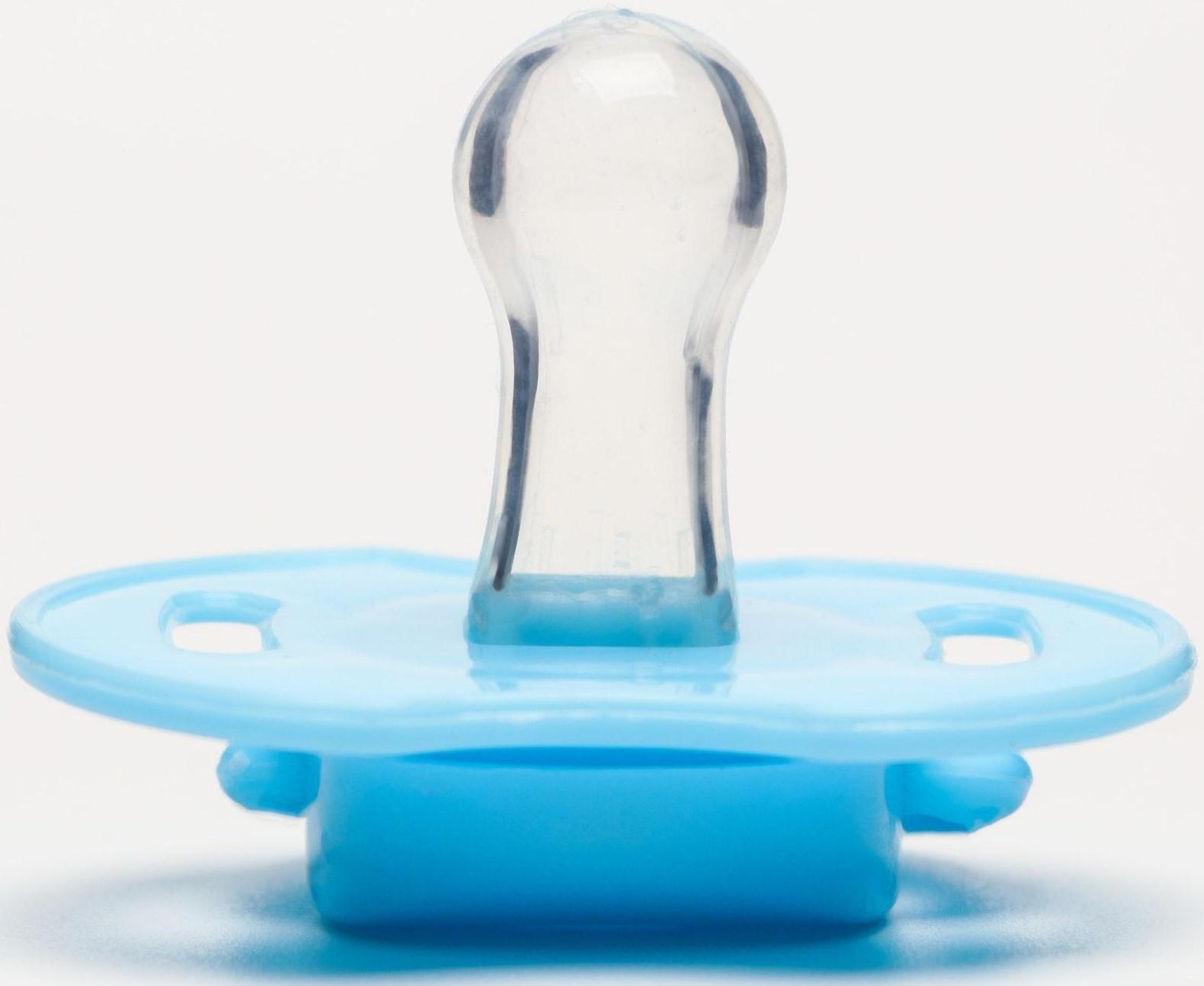 Пустышка классическая, силикон, от 0 - 3 мес., с колпачком, цвет голубой